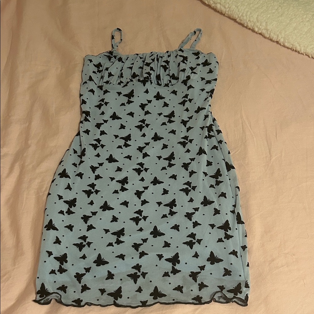 Light blue bodycon butterfly dress
